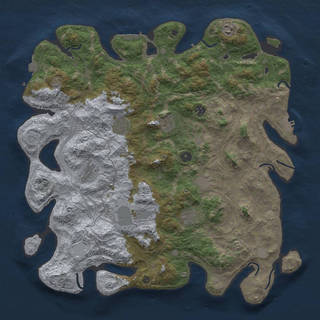 Rust Map: Procedural Map, Size: 4400, Seed: 58096303, 17 Monuments