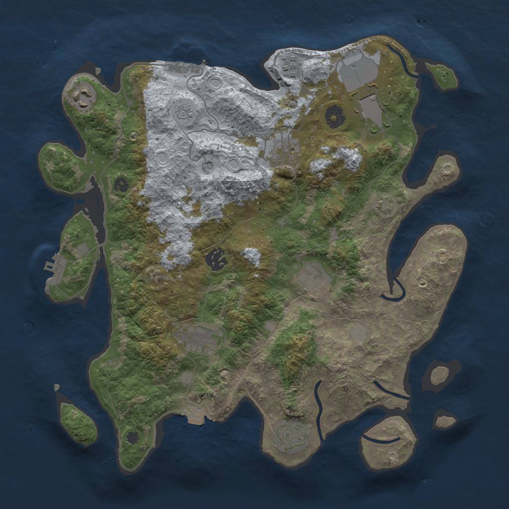 Rust Map: Procedural Map, Size: 3550, Seed: 81575939, 16 Monuments