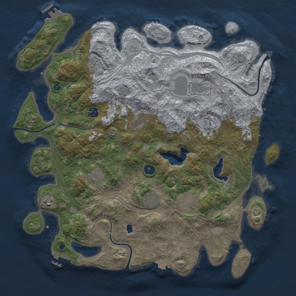 Rust Map: Procedural Map, Size: 4300, Seed: 70618774, 16 Monuments