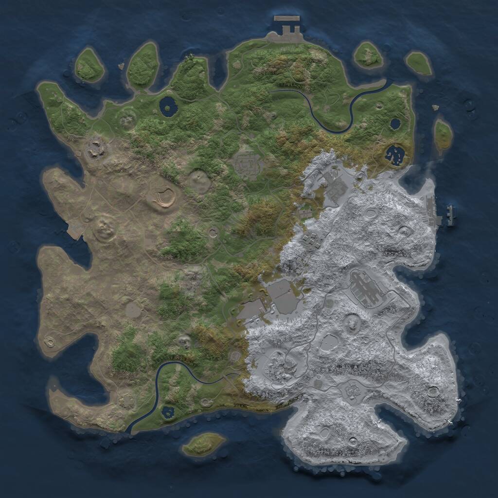 Rust Map: Procedural Map, Size: 3900, Seed: 58169601, 15 Monuments