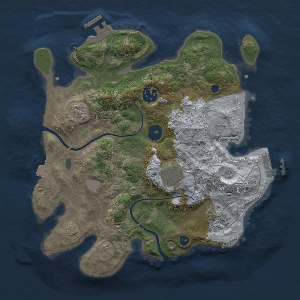 Rust Map: Procedural Map, Size: 3000, Seed: 1401716074, 9 Monuments