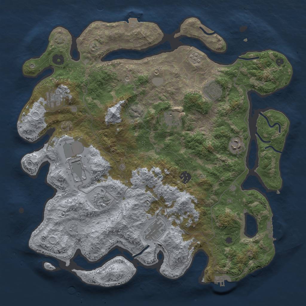 Rust Map: Procedural Map, Size: 4000, Seed: 1143331518, 17 Monuments