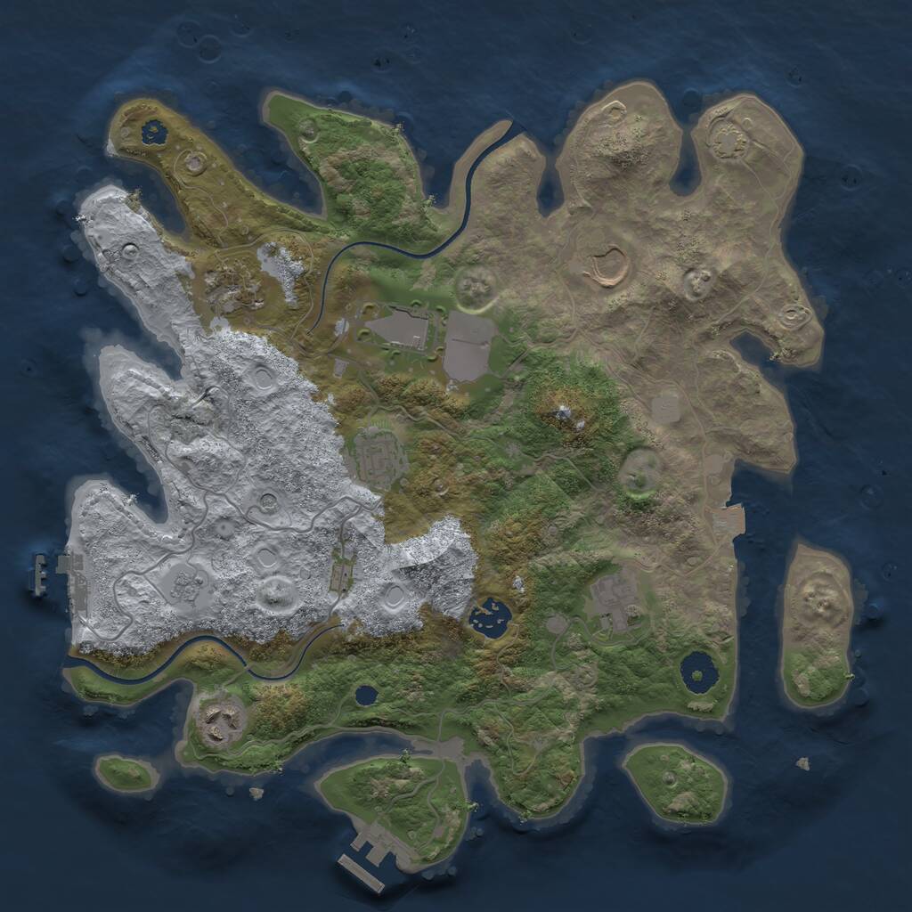 Rust Map: Procedural Map, Size: 3500, Seed: 1785505299, 13 Monuments