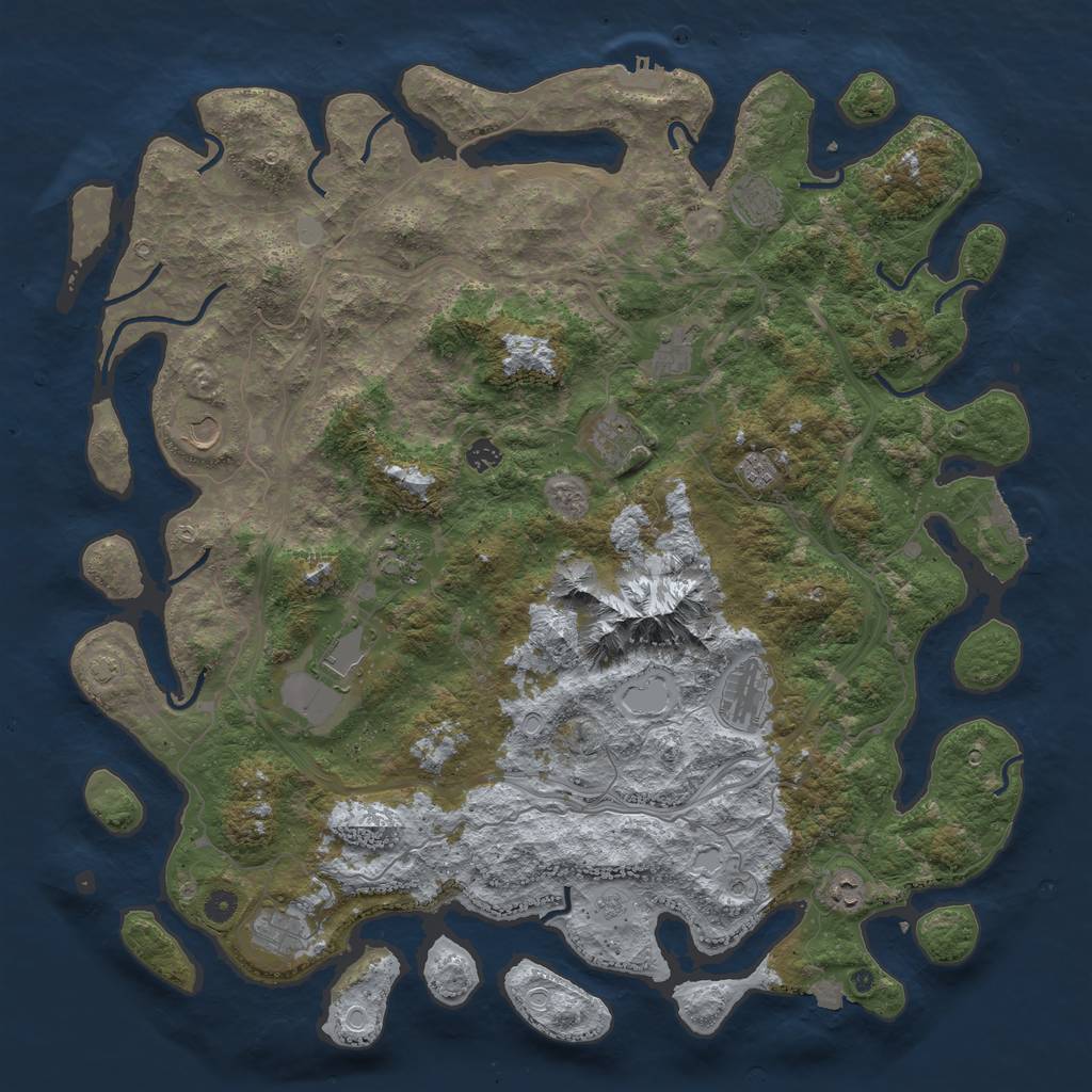 Rust Map: Procedural Map, Size: 5000, Seed: 711, 19 Monuments