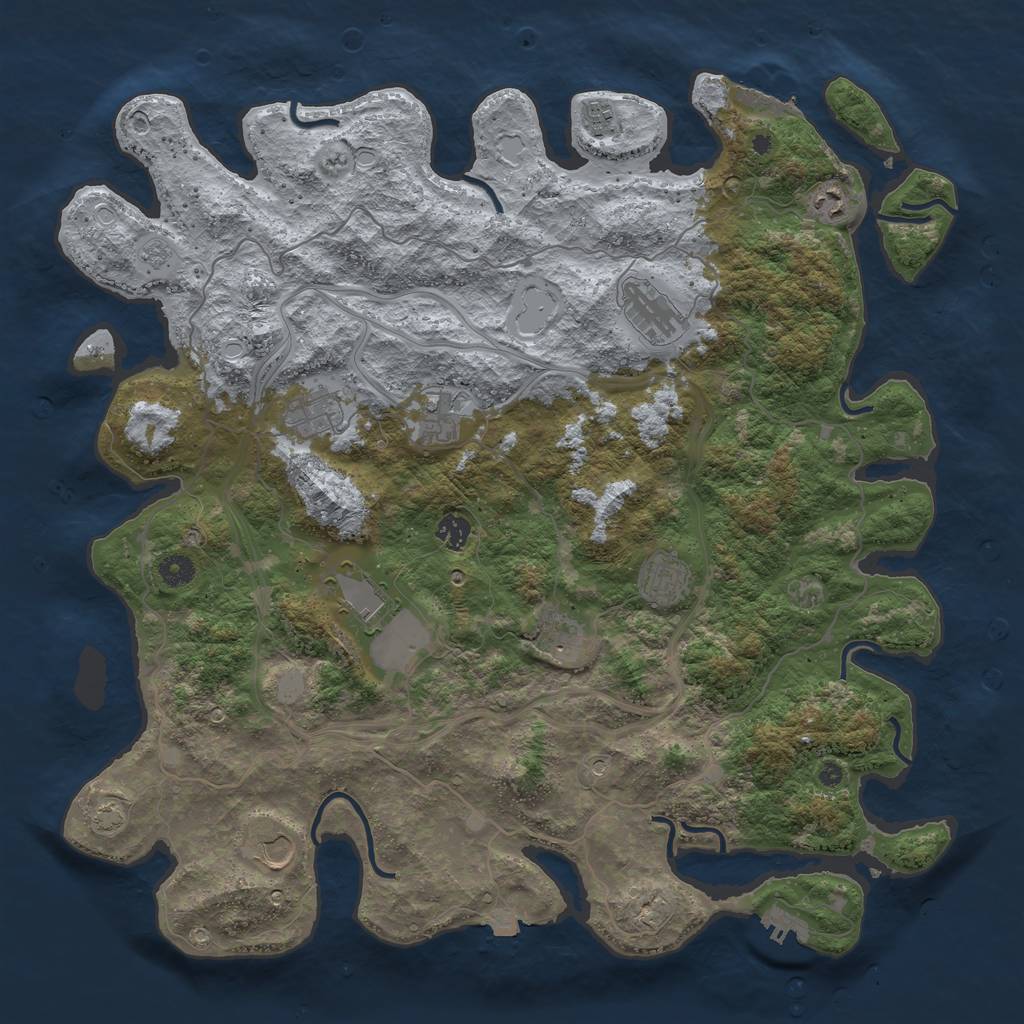 Rust Map: Procedural Map, Size: 4500, Seed: 1064522634, 18 Monuments