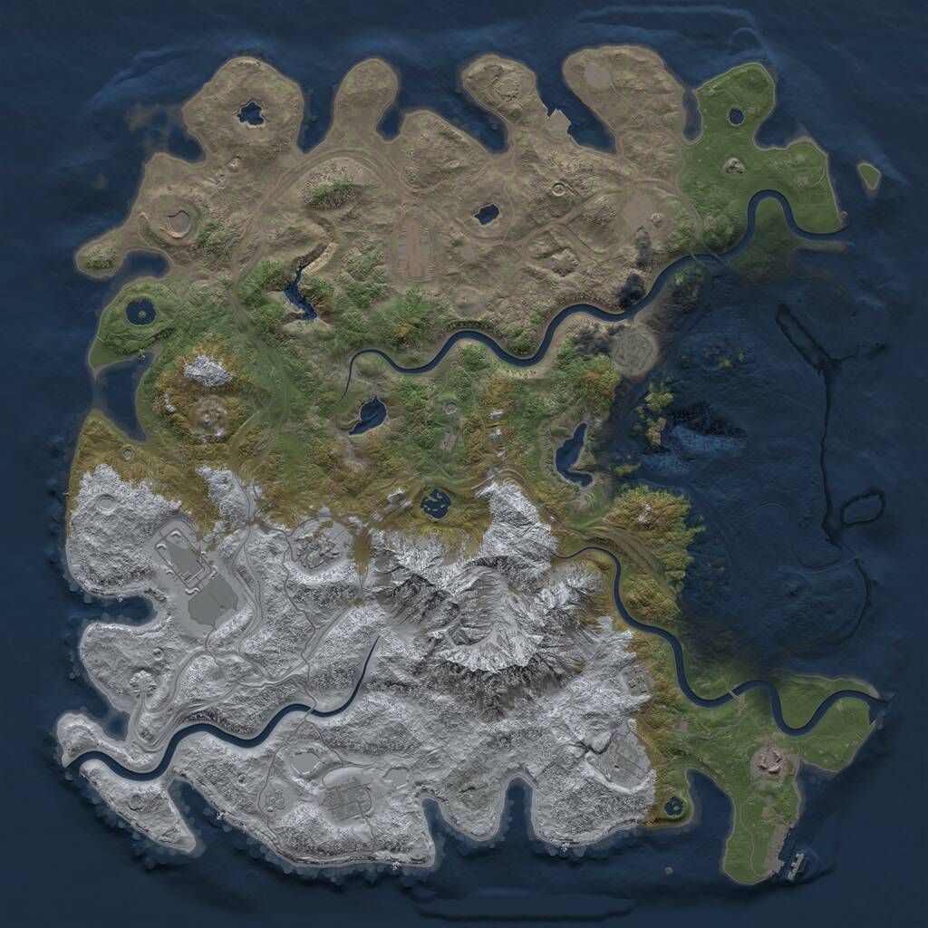 Rust Map: Procedural Map, Size: 5000, Seed: 710777, 17 Monuments