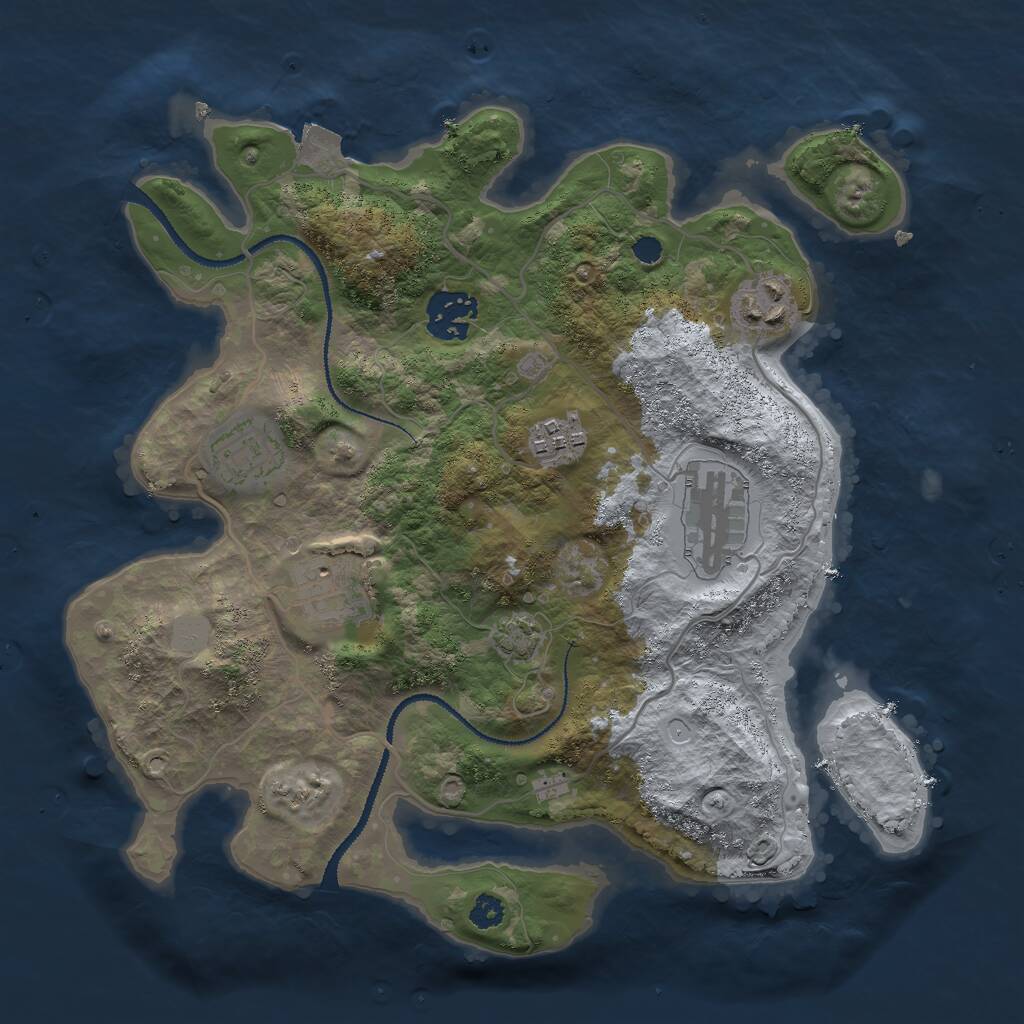 Rust Map: Procedural Map, Size: 3000, Seed: 923256690, 8 Monuments