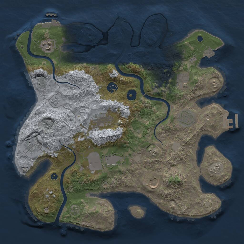 Rust Map: Procedural Map, Size: 3500, Seed: 53562455, 15 Monuments