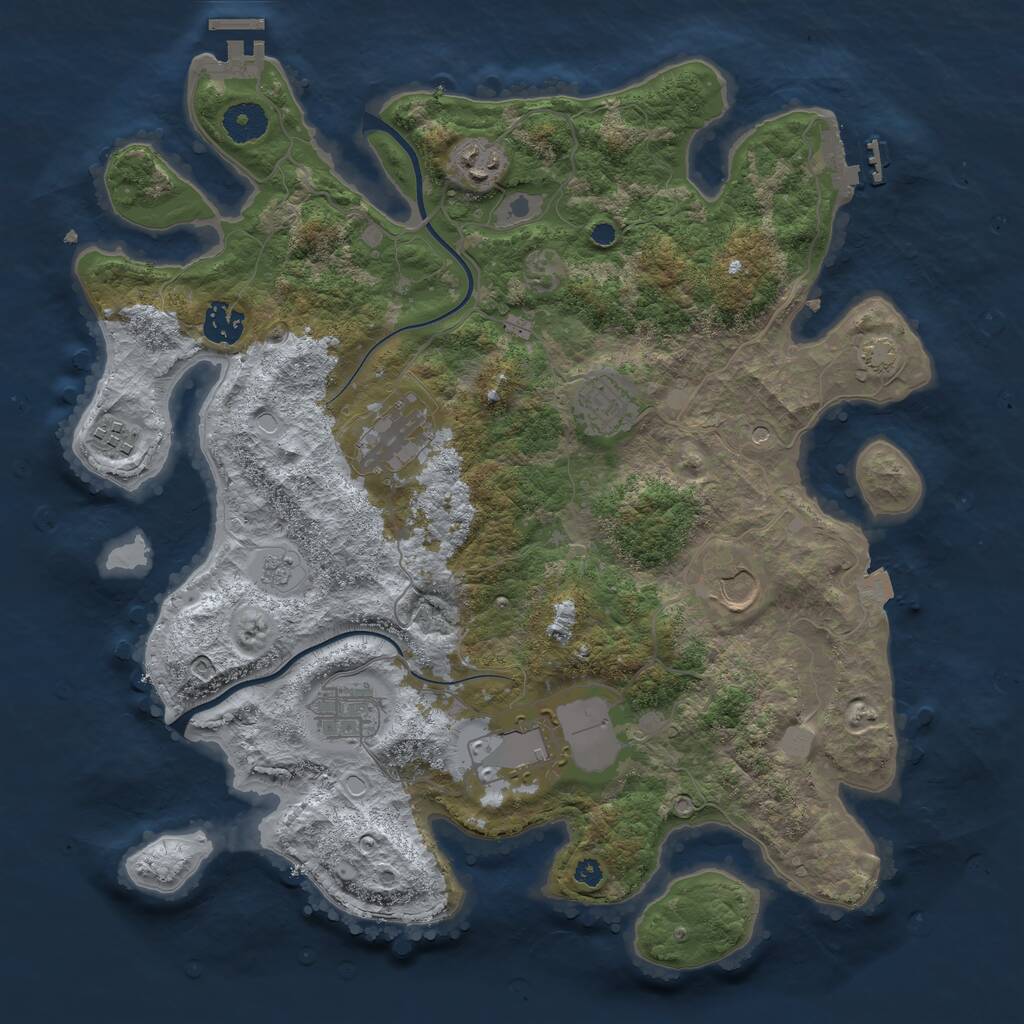 Rust Map: Procedural Map, Size: 3700, Seed: 882868271, 14 Monuments