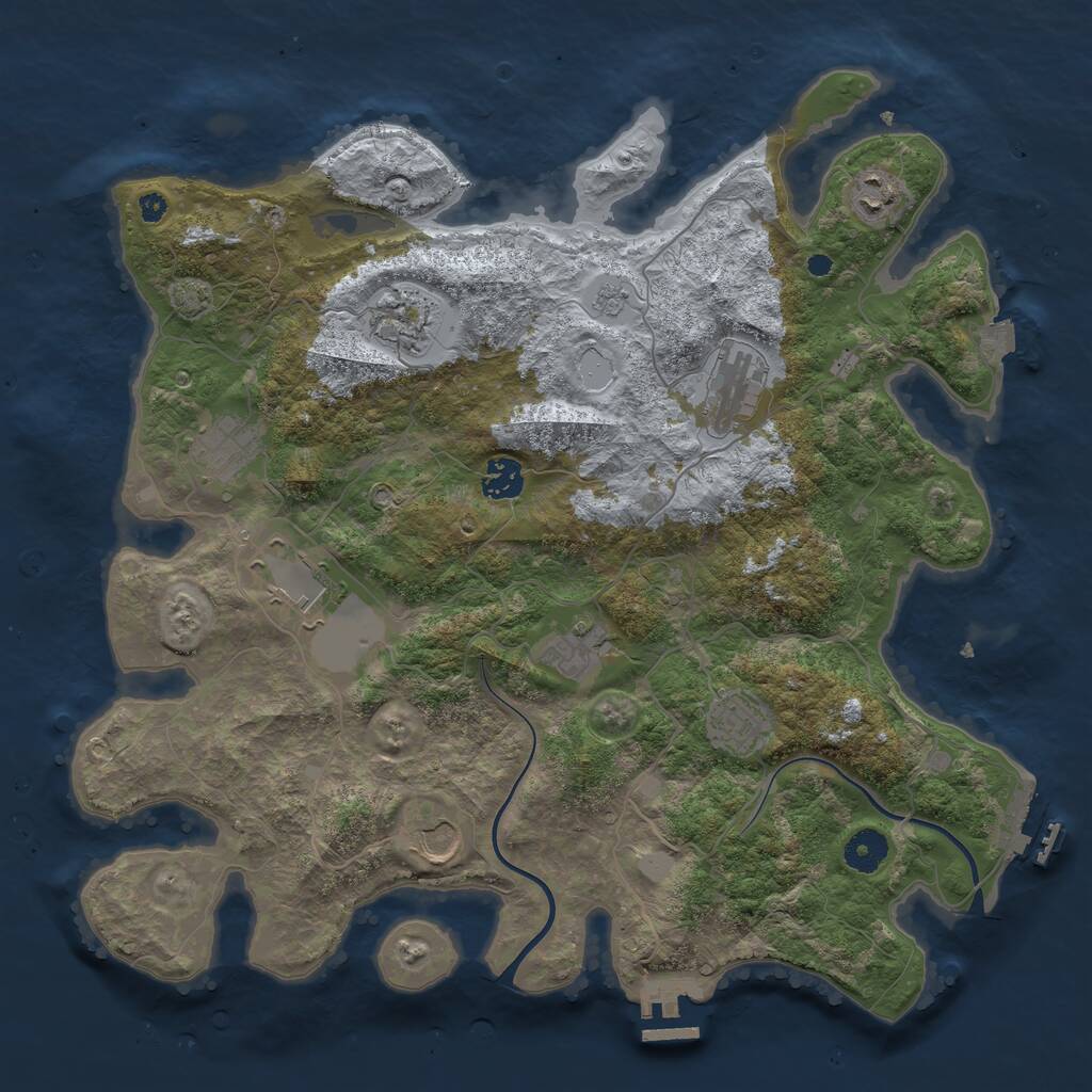 Rust Map: Procedural Map, Size: 3850, Seed: 20551137, 14 Monuments