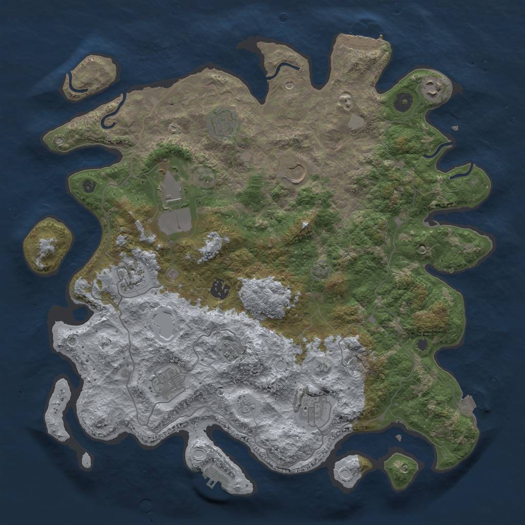 Rust Map: Procedural Map, Size: 4100, Seed: 44742798, 17 Monuments