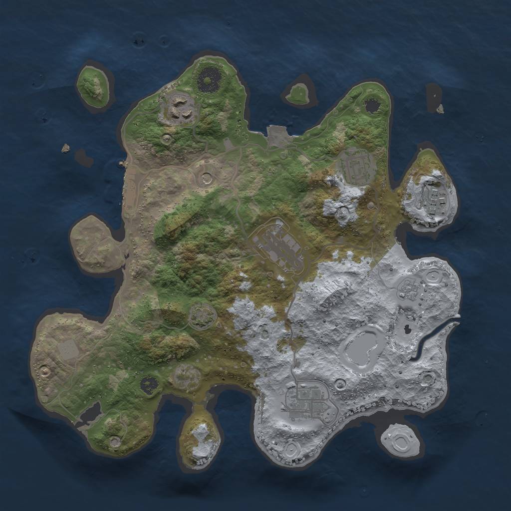 Rust Map: Procedural Map, Size: 3000, Seed: 11125, 12 Monuments