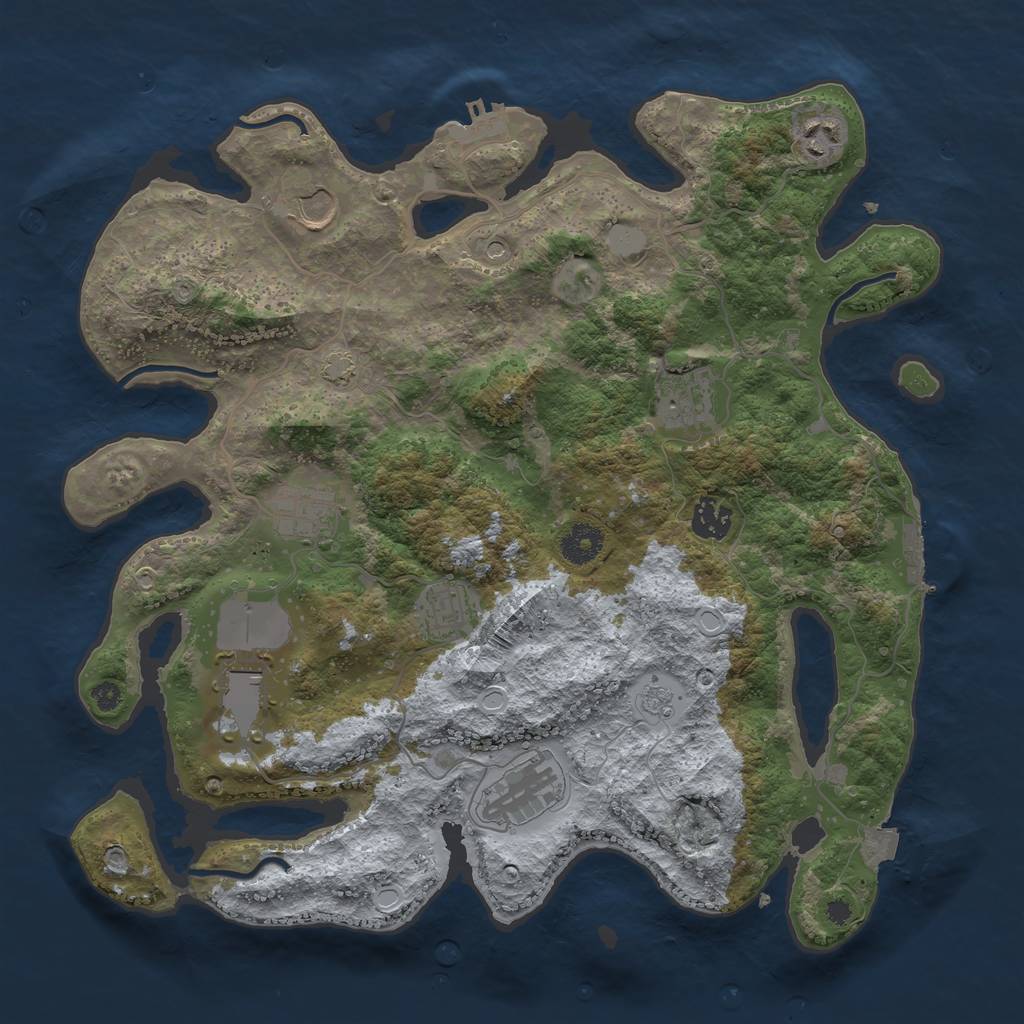 Rust Map: Procedural Map, Size: 3700, Seed: 73175990, 16 Monuments