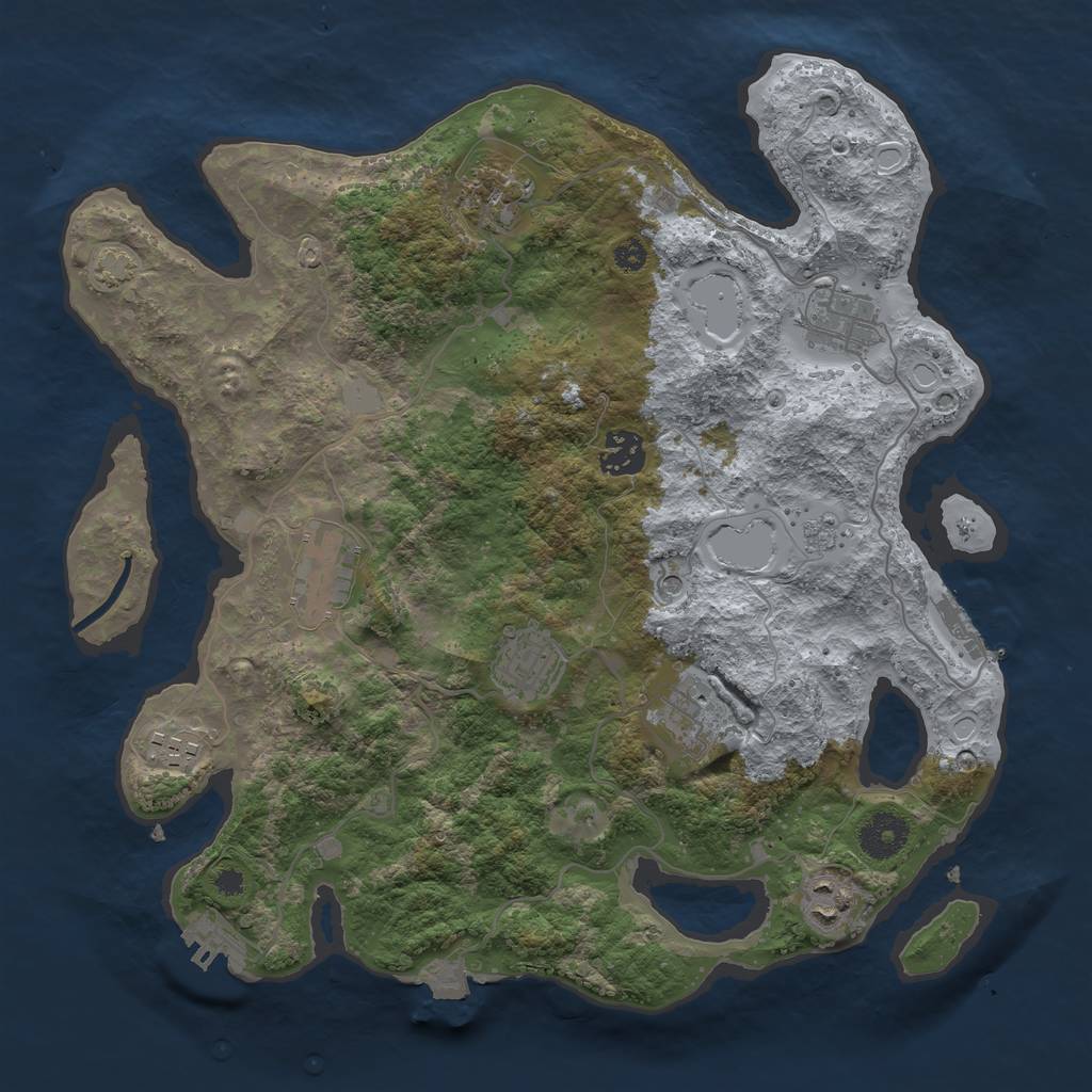Rust Map: Procedural Map, Size: 3450, Seed: 92001315, 16 Monuments