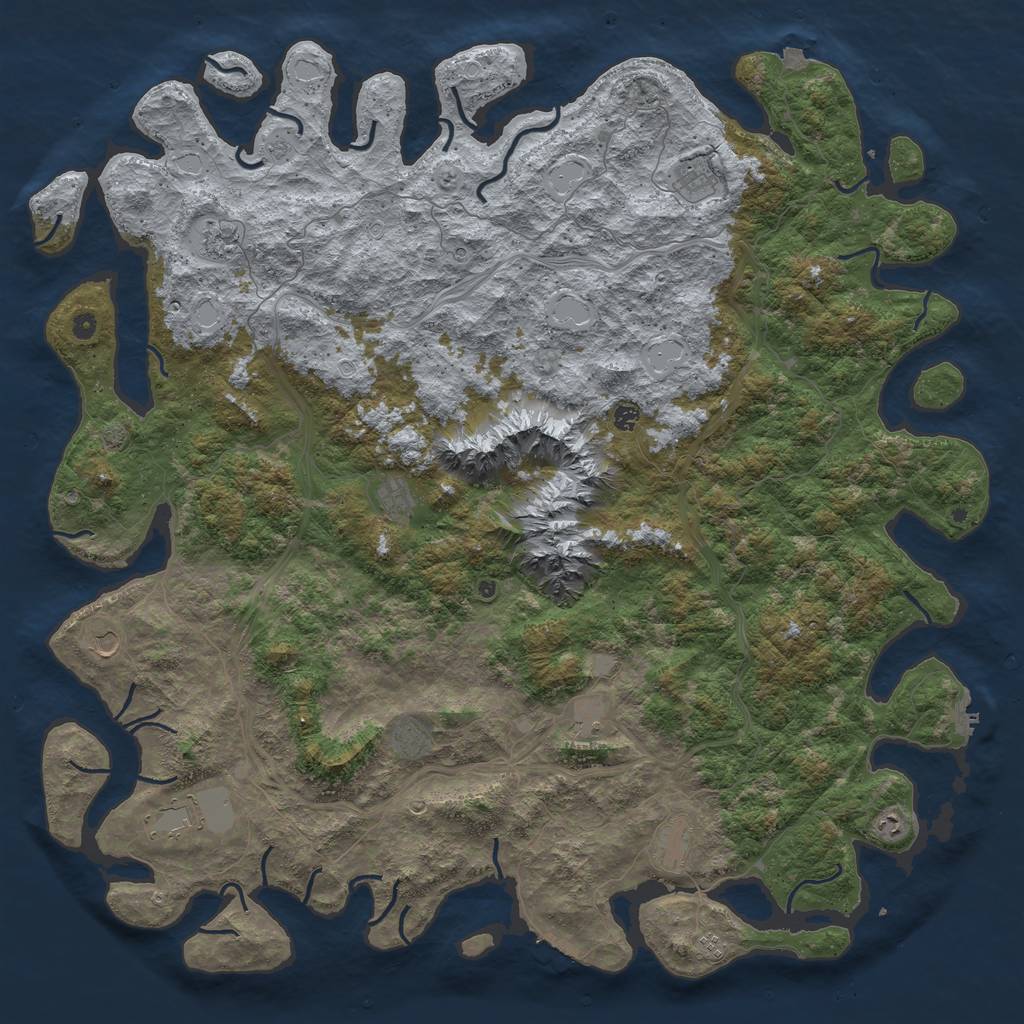 Rust Map: Procedural Map, Size: 6000, Seed: 717408198, 19 Monuments