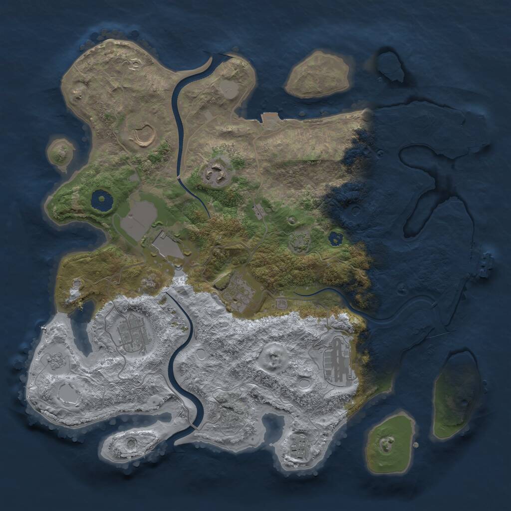 Rust Map: Procedural Map, Size: 3500, Seed: 555003292, 13 Monuments