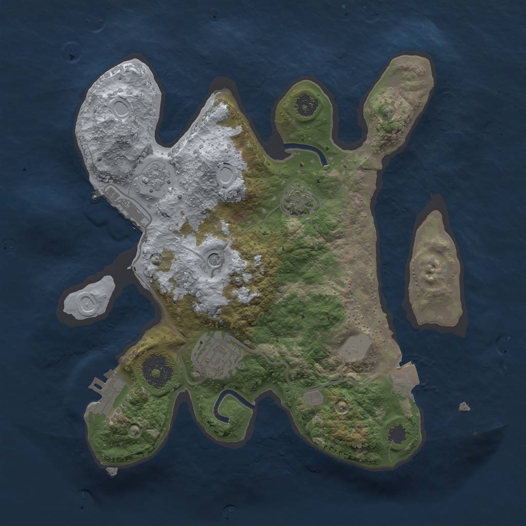 Rust Map: Procedural Map, Size: 2500, Seed: 22041966, 9 Monuments