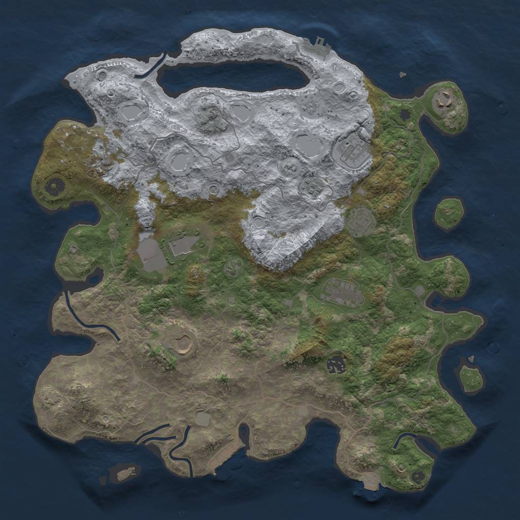 Rust Map: Procedural Map, Size: 4100, Seed: 74211408, 17 Monuments