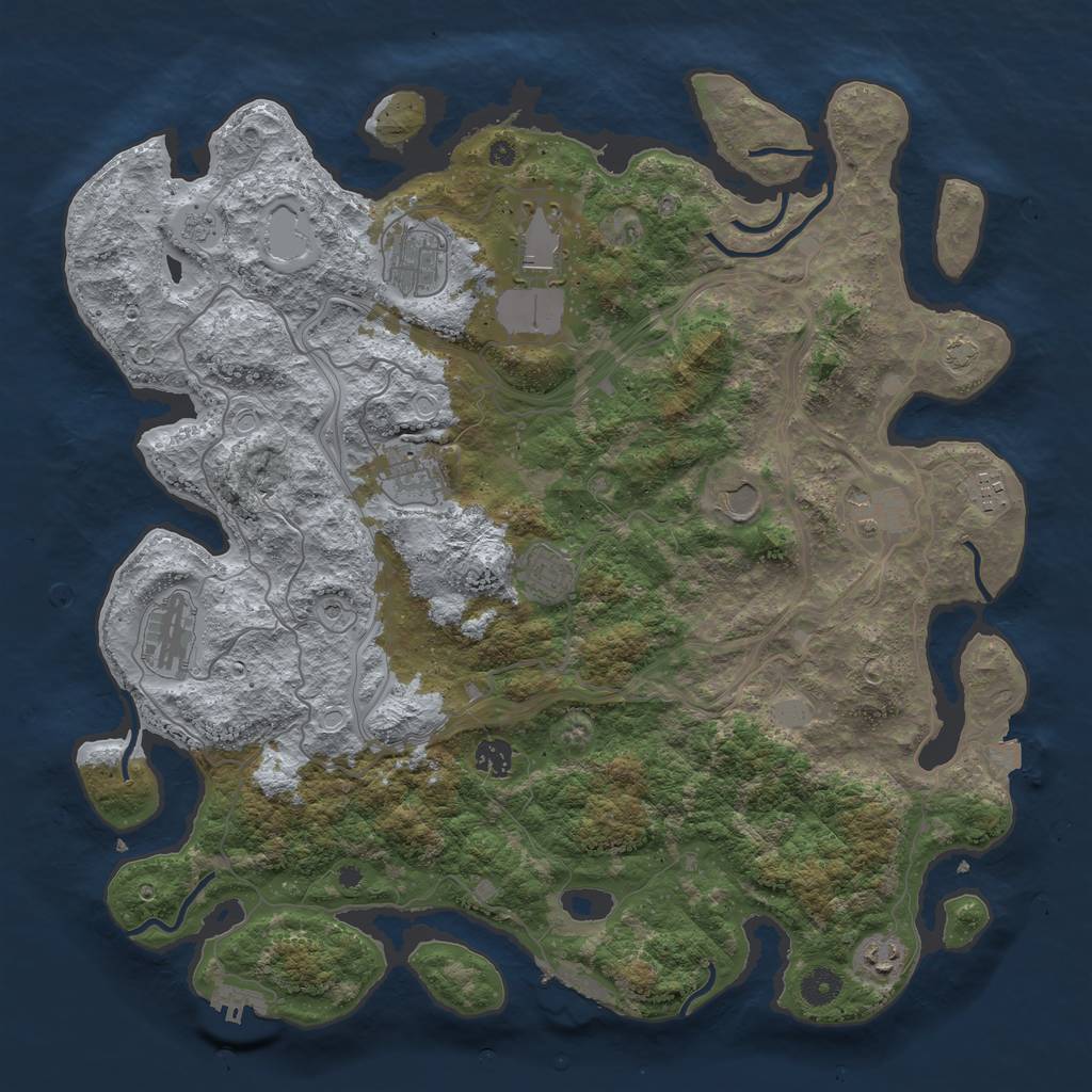 Rust Map: Procedural Map, Size: 4250, Seed: 1049801210, 18 Monuments