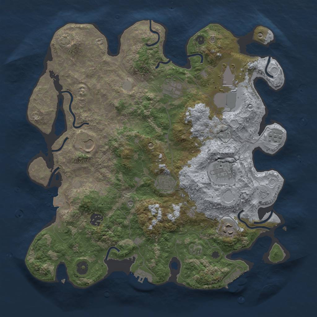Rust Map: Procedural Map, Size: 3700, Seed: 26789290, 16 Monuments