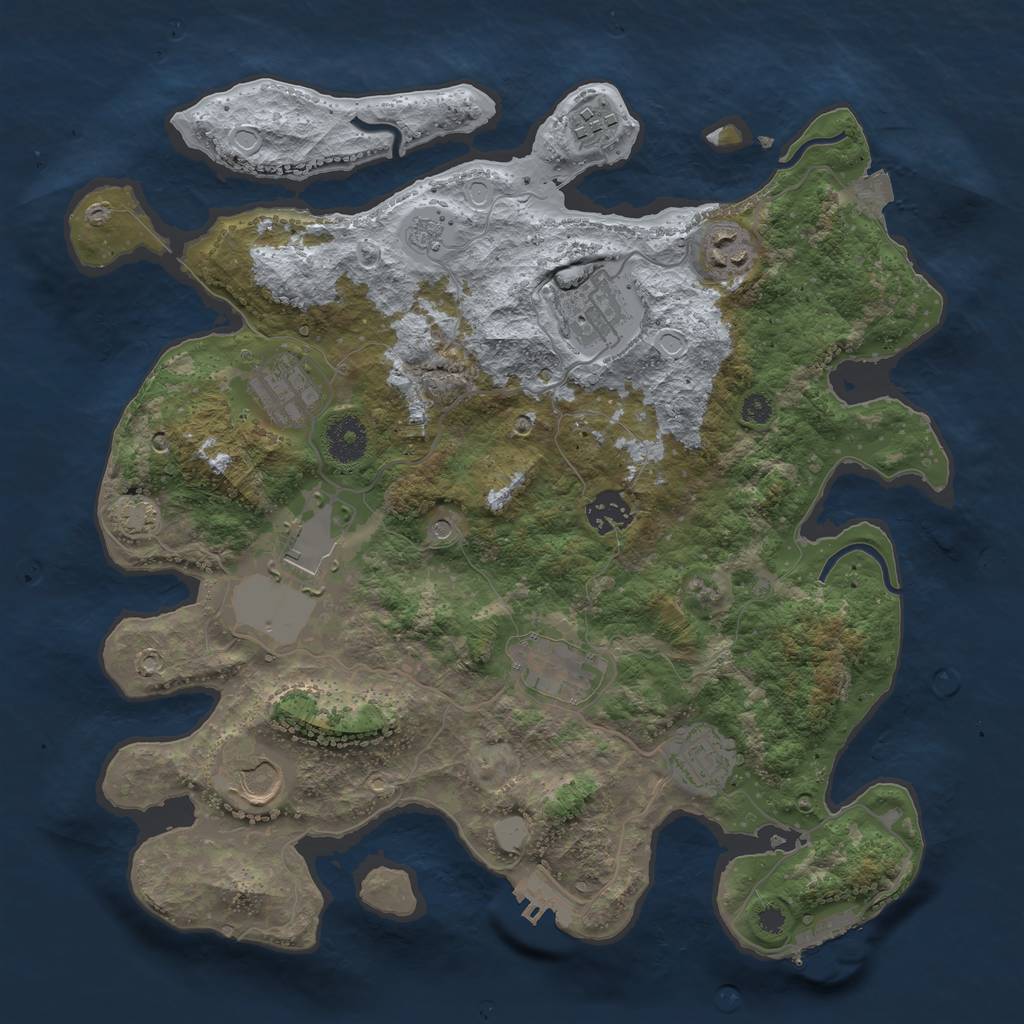 Rust Map: Procedural Map, Size: 3500, Seed: 933651187, 17 Monuments