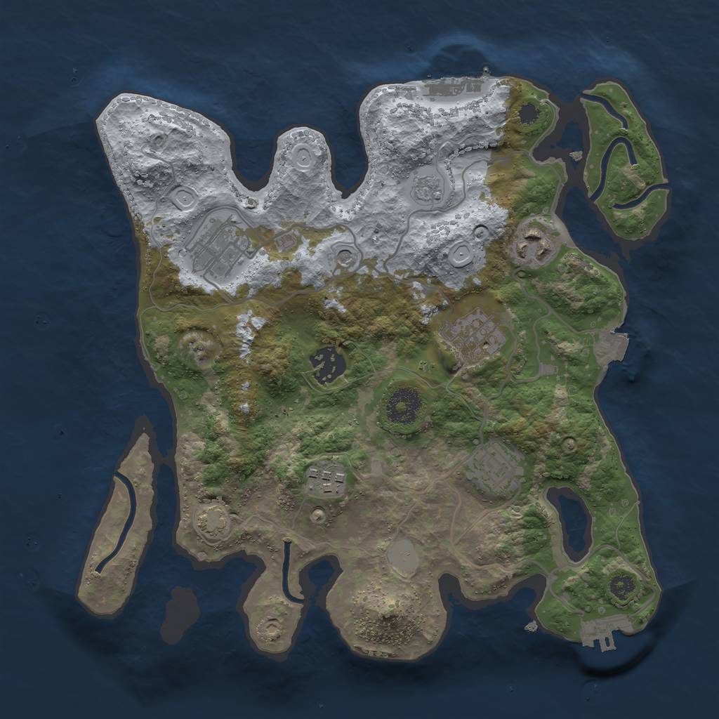 Rust Map: Procedural Map, Size: 3000, Seed: 44871, 14 Monuments