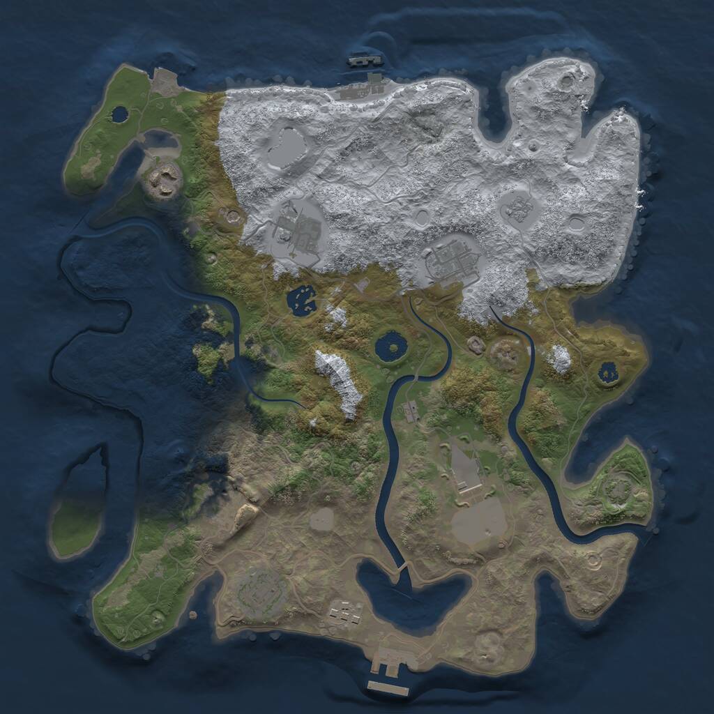 Rust Map: Procedural Map, Size: 3500, Seed: 1213299570, 14 Monuments