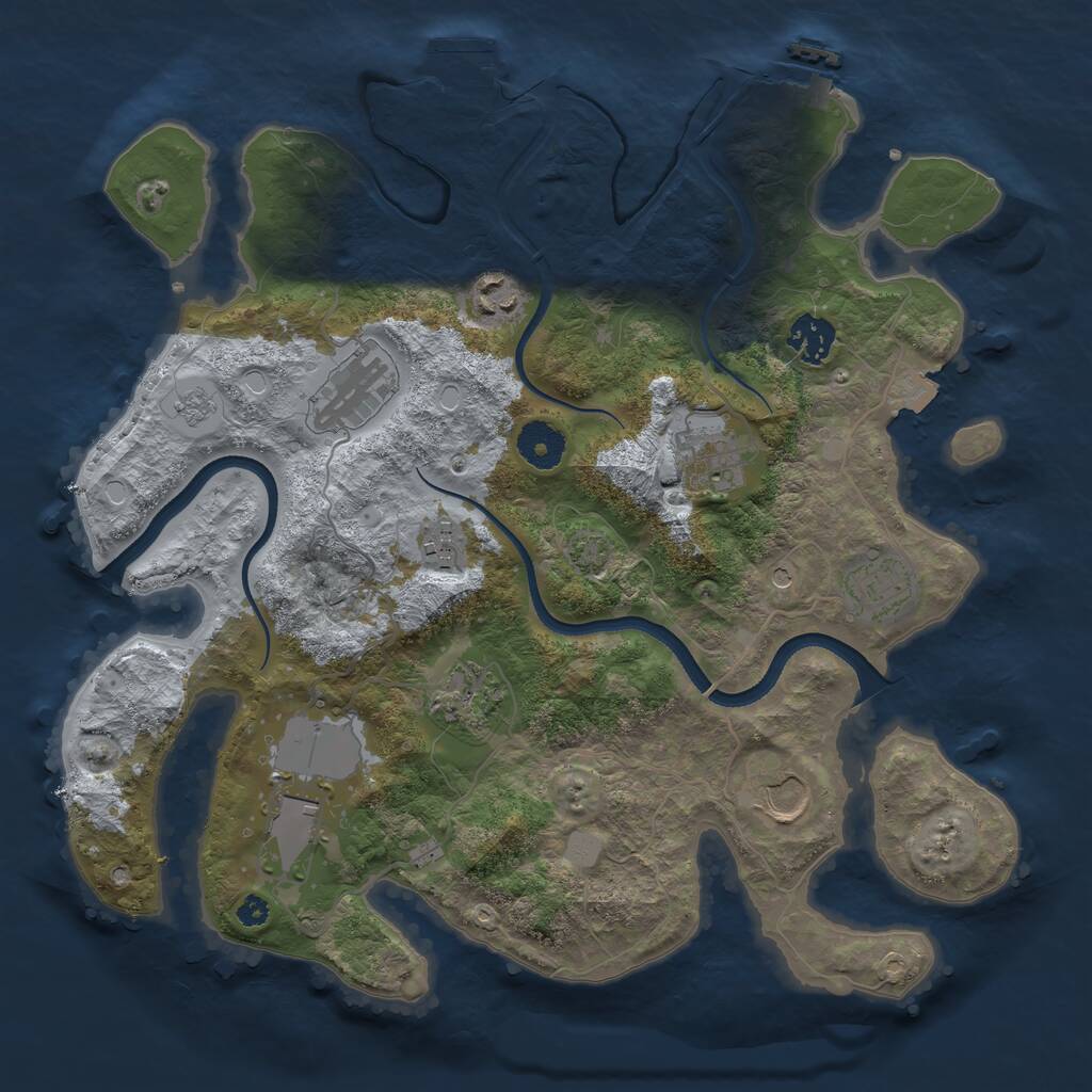 Rust Map: Procedural Map, Size: 3500, Seed: 2068148928, 15 Monuments