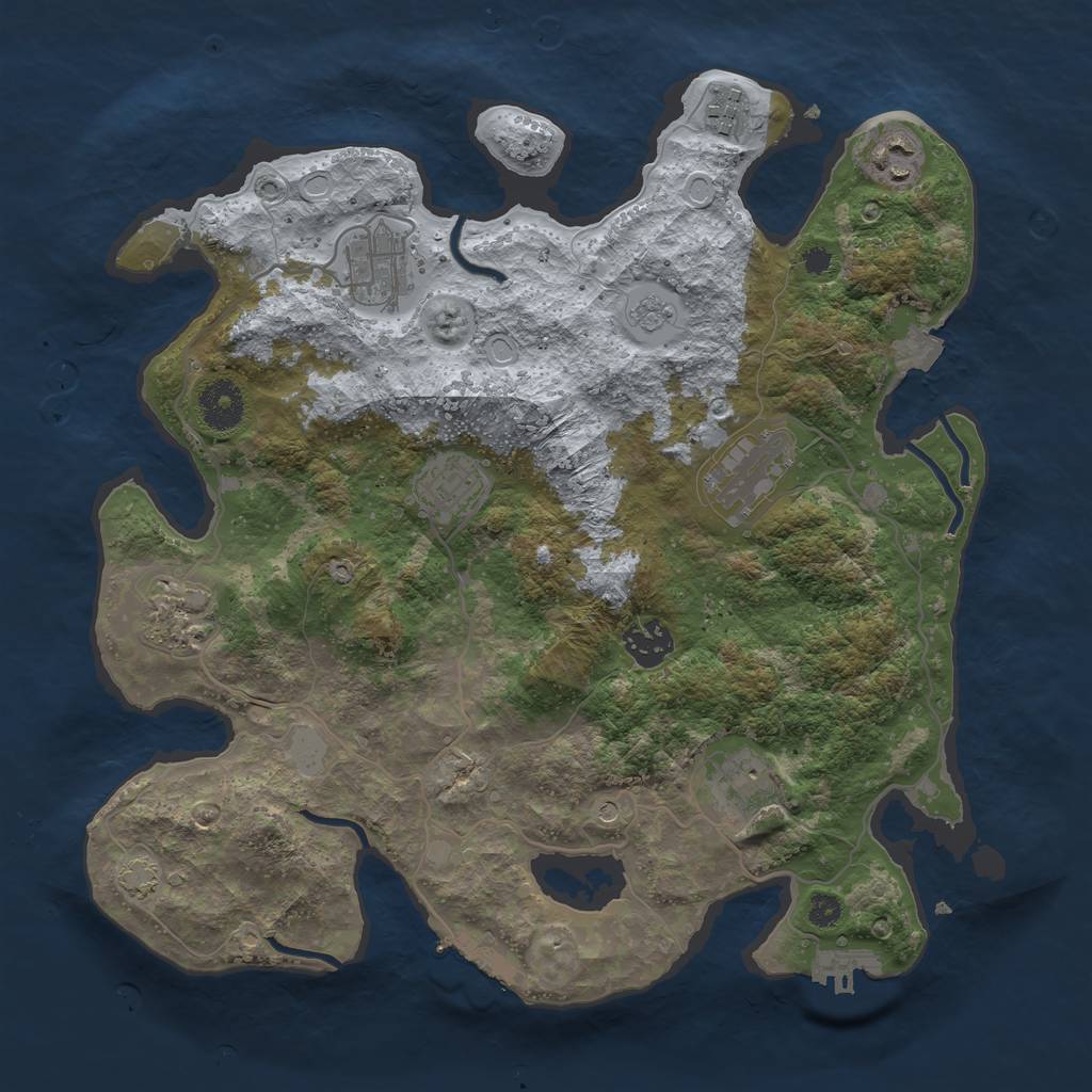 Rust Map: Procedural Map, Size: 3450, Seed: 97664509, 16 Monuments