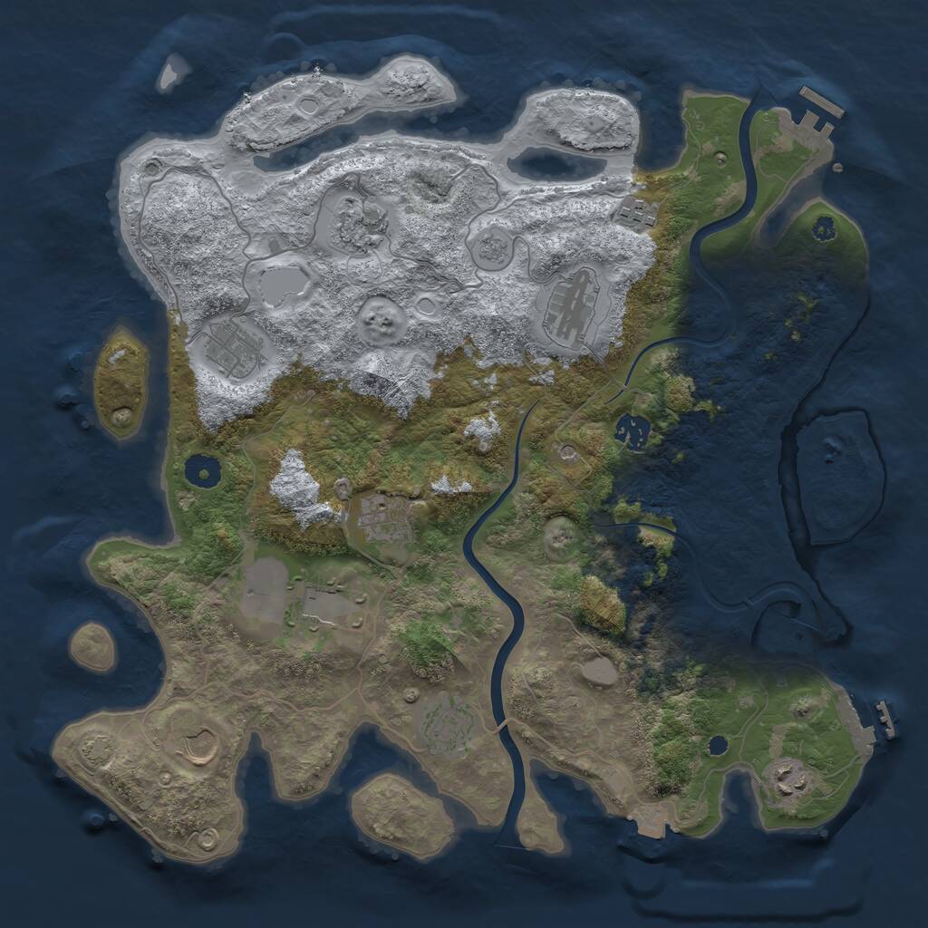 Rust Map: Procedural Map, Size: 3900, Seed: 5992194, 16 Monuments