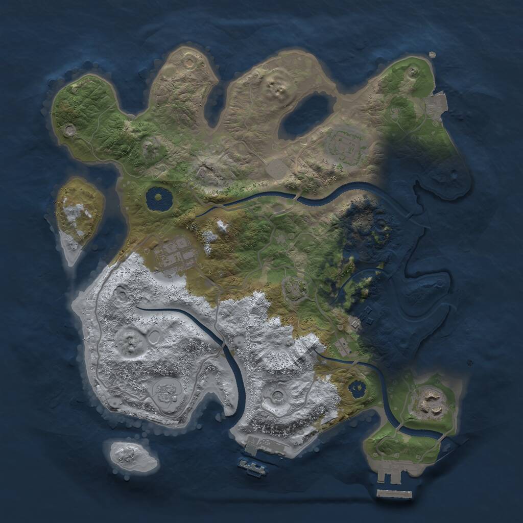 Rust Map: Procedural Map, Size: 3000, Seed: 35361, 10 Monuments