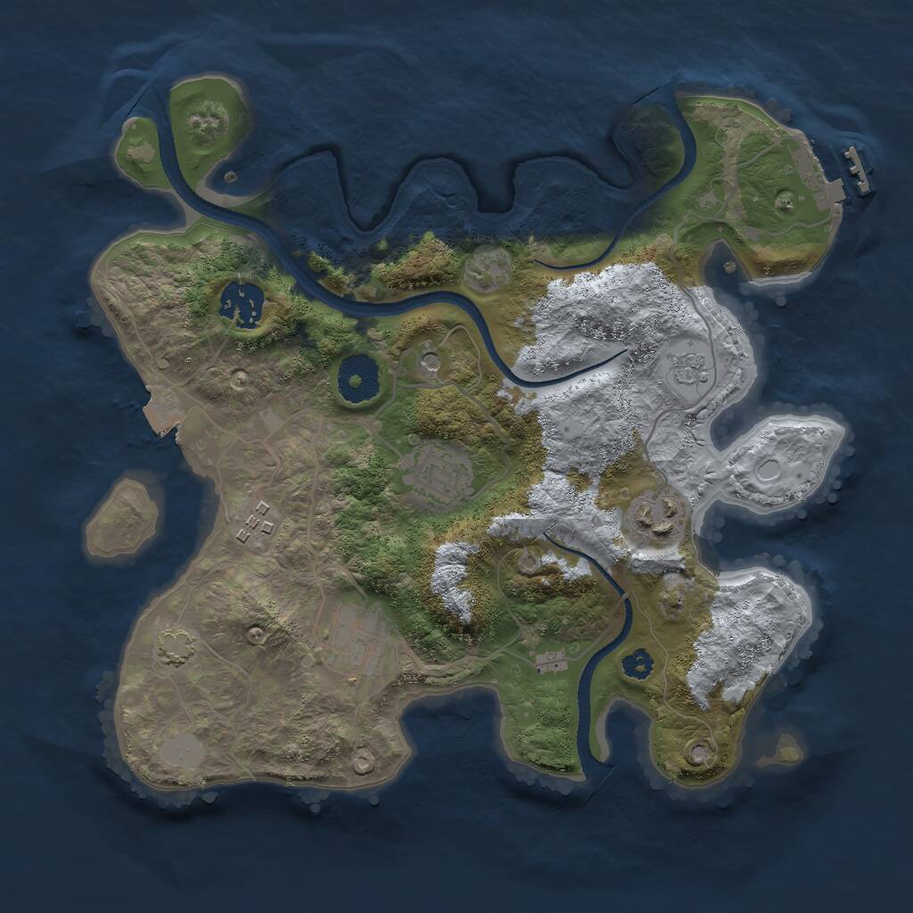 Rust Map: Procedural Map, Size: 3000, Seed: 1503136241, 10 Monuments