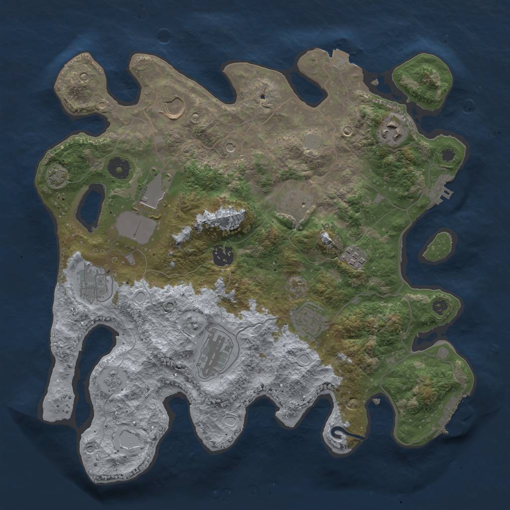 Rust Map: Procedural Map, Size: 3500, Seed: 1864096799, 17 Monuments