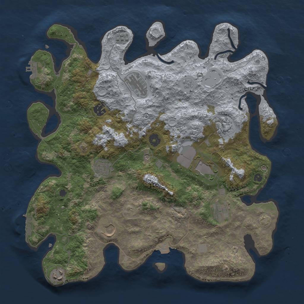 Rust Map: Procedural Map, Size: 3750, Seed: 61078340, 17 Monuments