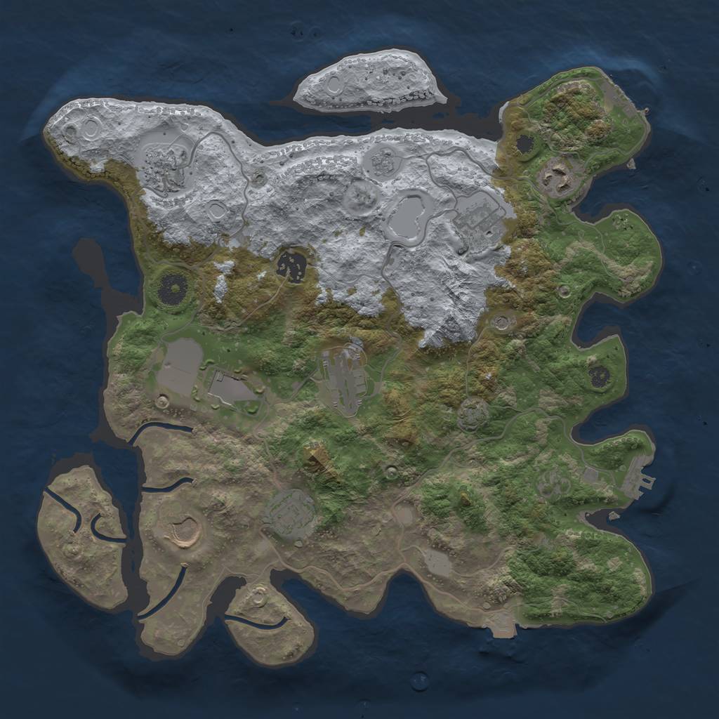 Rust Map: Procedural Map, Size: 3500, Seed: 475919000, 16 Monuments