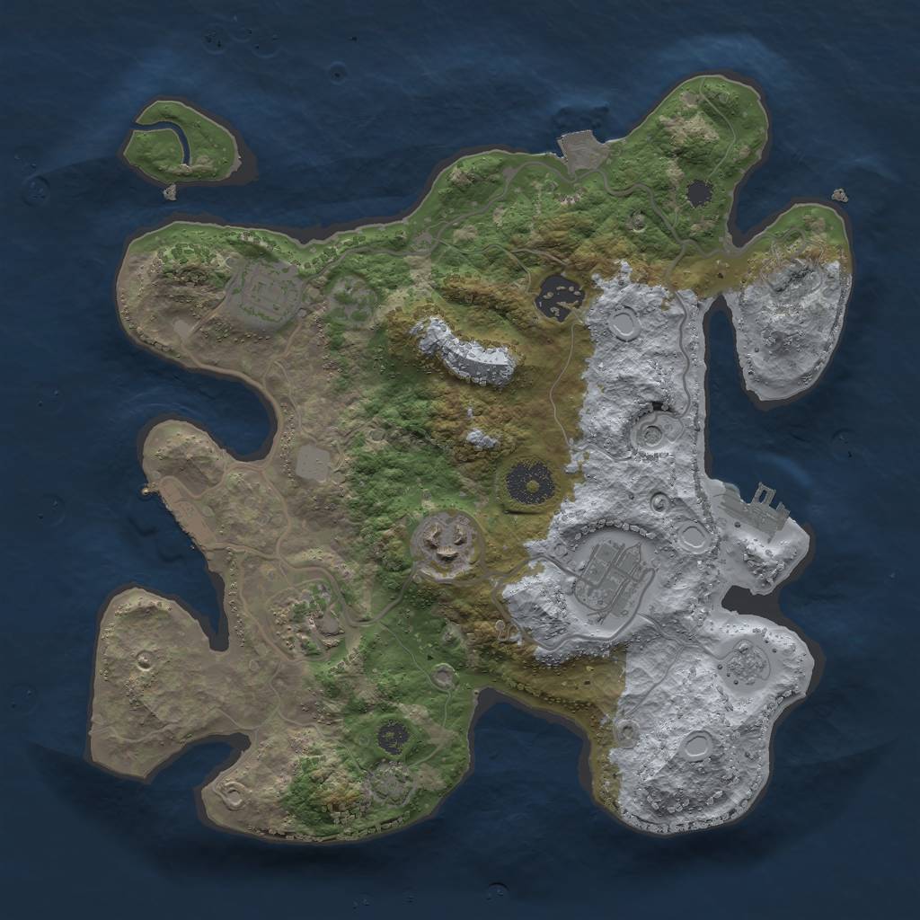 Rust Map: Procedural Map, Size: 3000, Seed: 1571742921, 13 Monuments