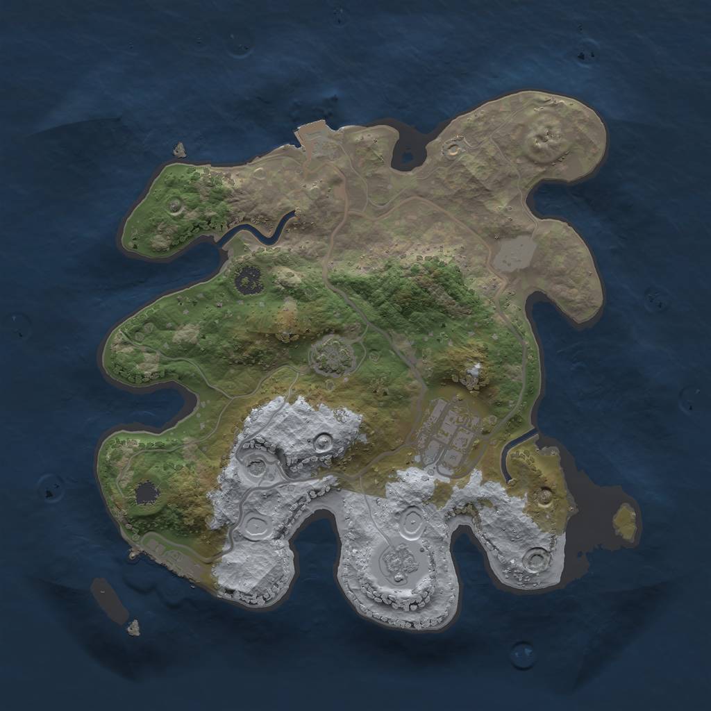 Rust Map: Procedural Map, Size: 2500, Seed: 268633011, 8 Monuments