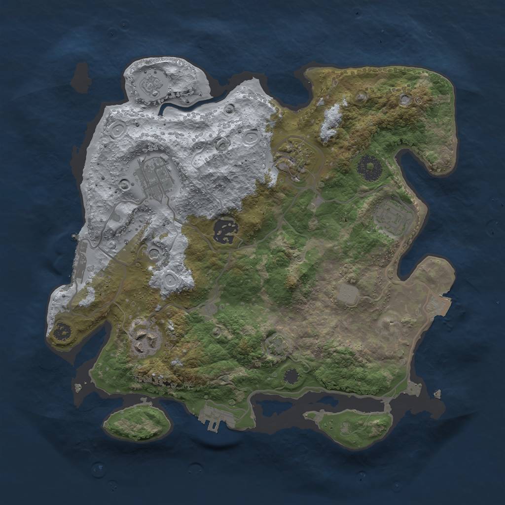 Rust Map: Procedural Map, Size: 3000, Seed: 2088467382, 13 Monuments