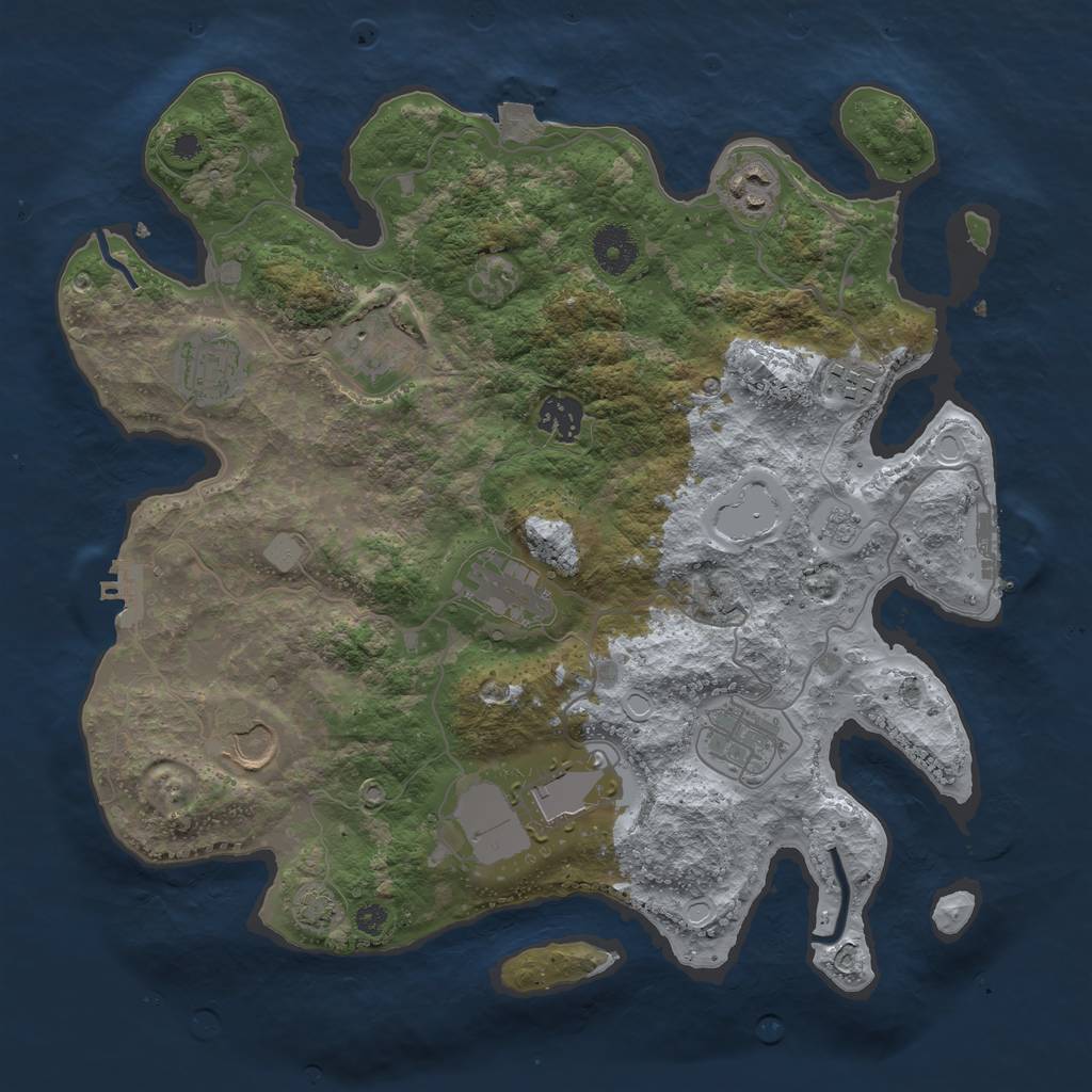 Rust Map: Procedural Map, Size: 3550, Seed: 83563546, 16 Monuments