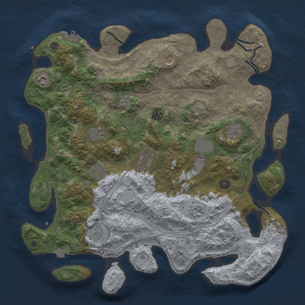 Rust Map: Procedural Map, Size: 4300, Seed: 77221785, 18 Monuments