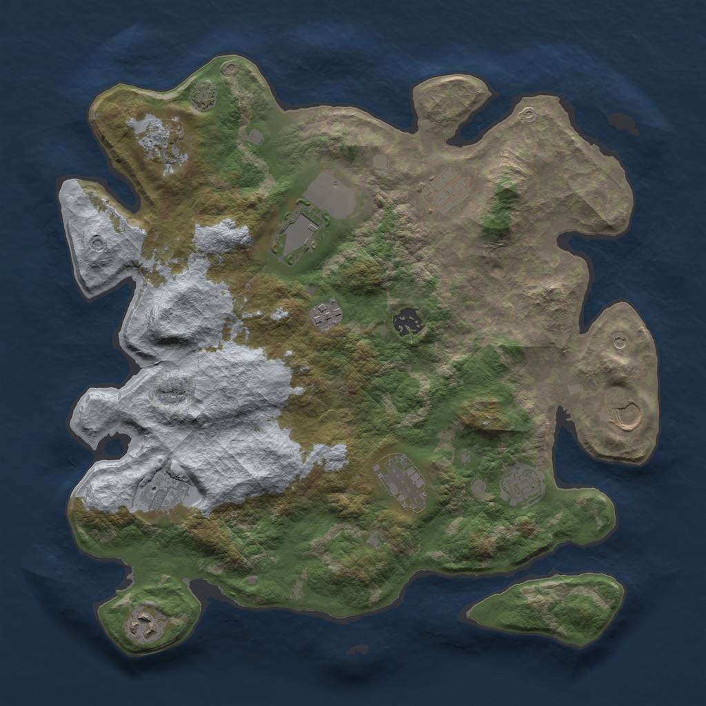 Rust Map: Barren, Size: 3750, Seed: 47394471, 14 Monuments