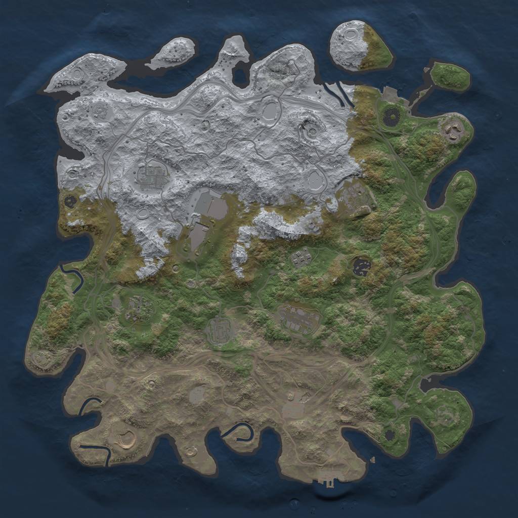Rust Map: Procedural Map, Size: 4300, Seed: 37216960, 18 Monuments