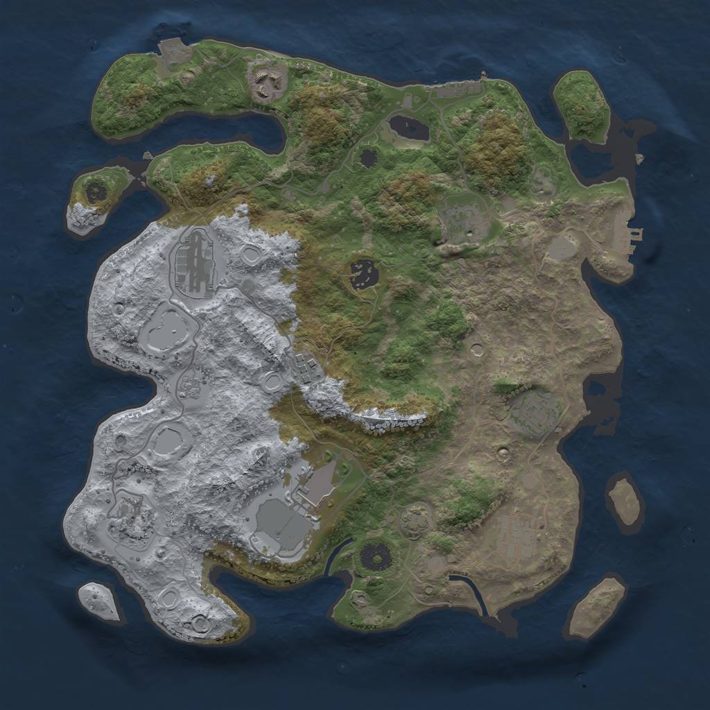 Rust Map: Procedural Map, Size: 3500, Seed: 89485239, 17 Monuments