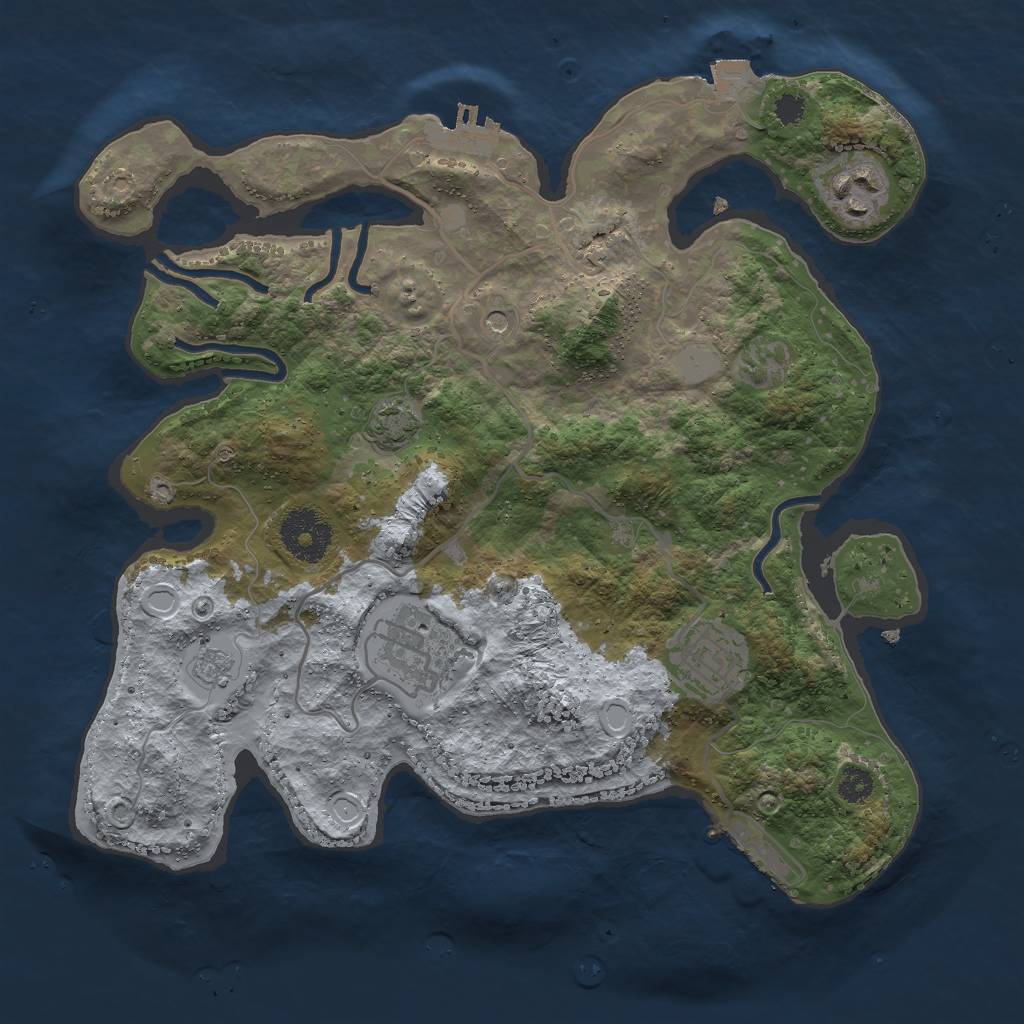 Rust Map: Procedural Map, Size: 3000, Seed: 1896651378, 11 Monuments