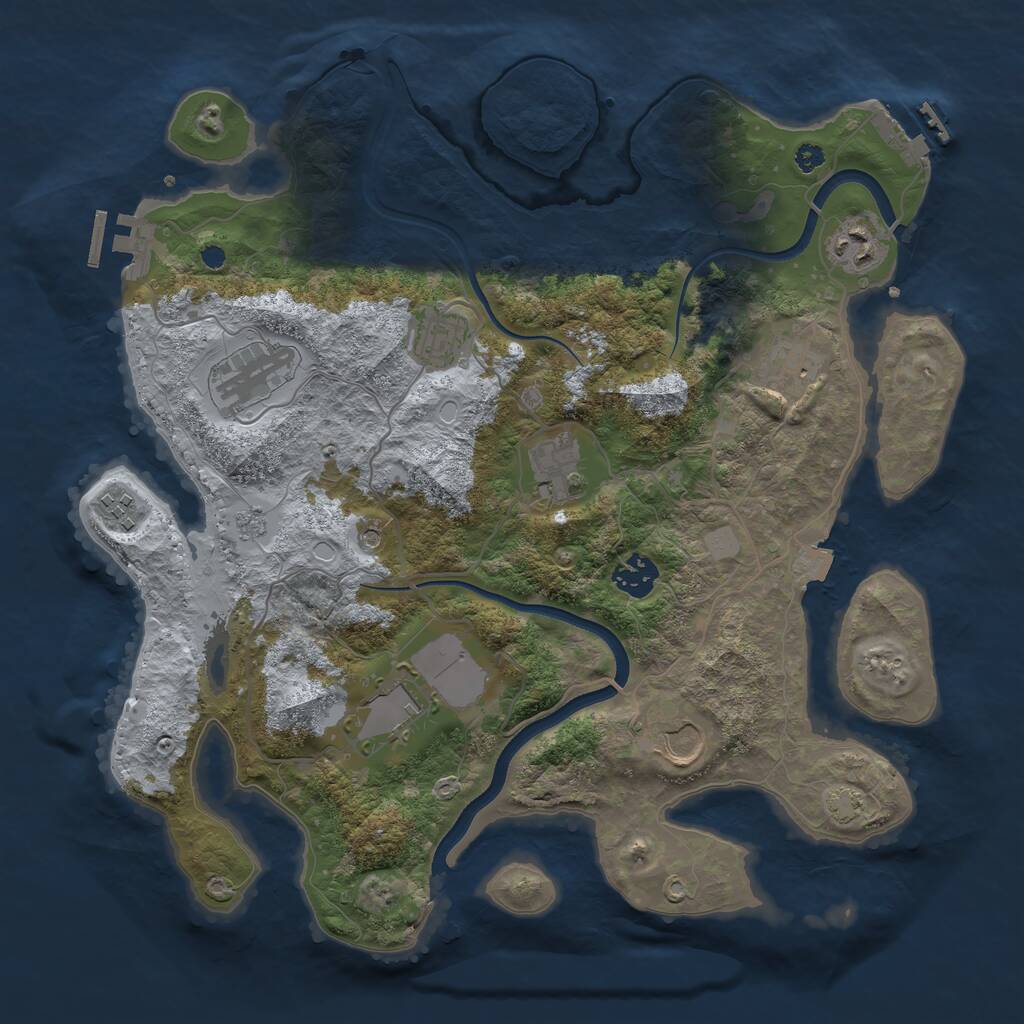 Rust Map: Procedural Map, Size: 3600, Seed: 43664719, 15 Monuments