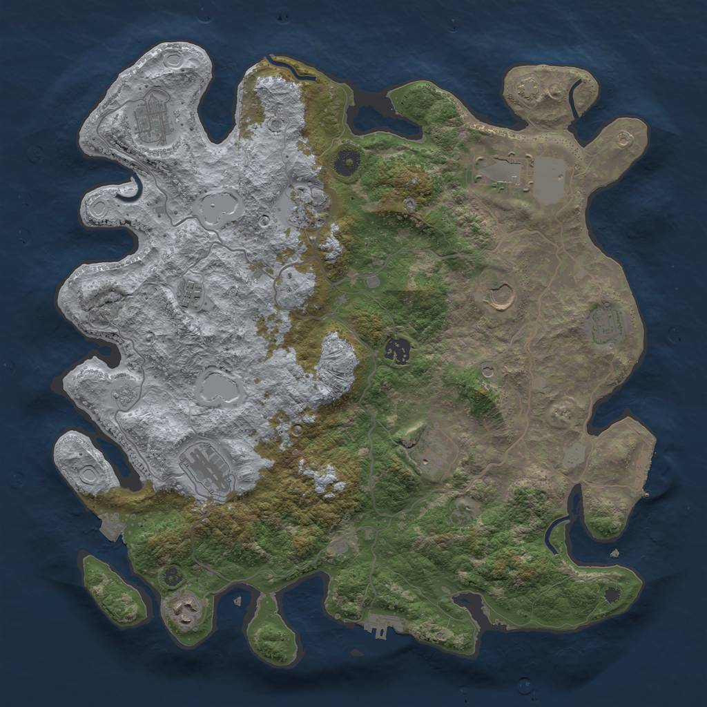Rust Map: Procedural Map, Size: 4000, Seed: 853725377, 18 Monuments