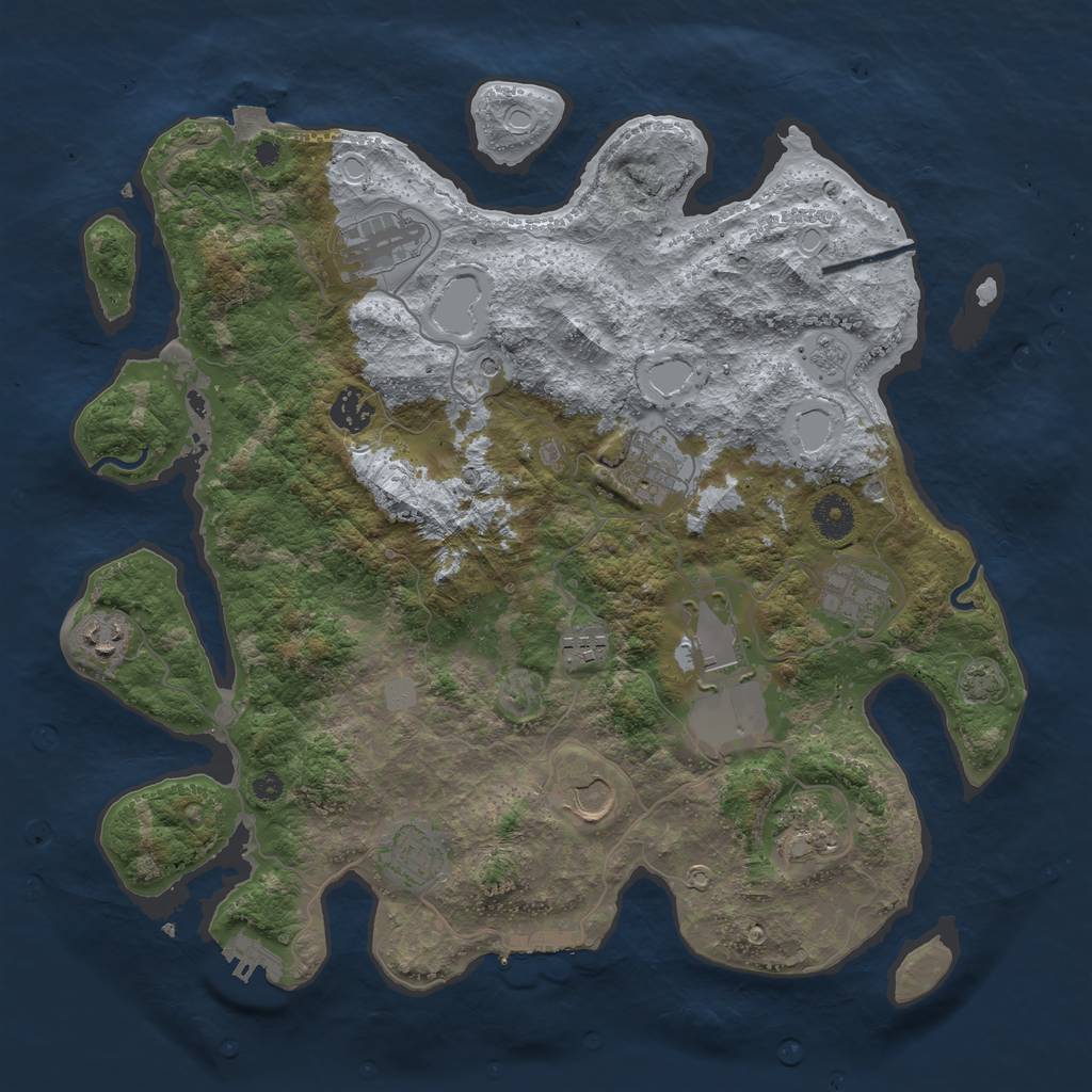Rust Map: Procedural Map, Size: 3800, Seed: 57729650, 18 Monuments