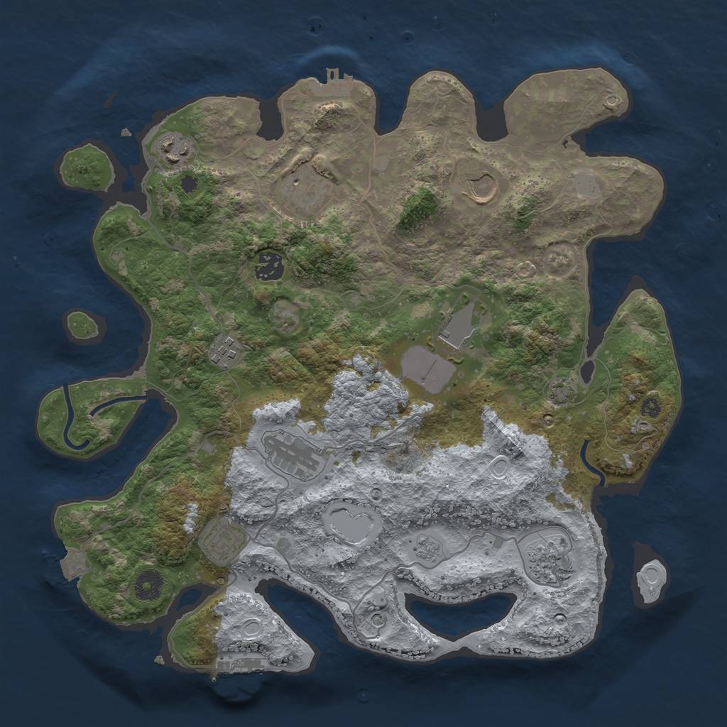 Rust Map: Procedural Map, Size: 3650, Seed: 74936381, 17 Monuments