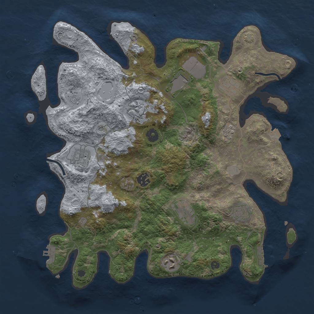 Rust Map: Procedural Map, Size: 3650, Seed: 61885533, 17 Monuments
