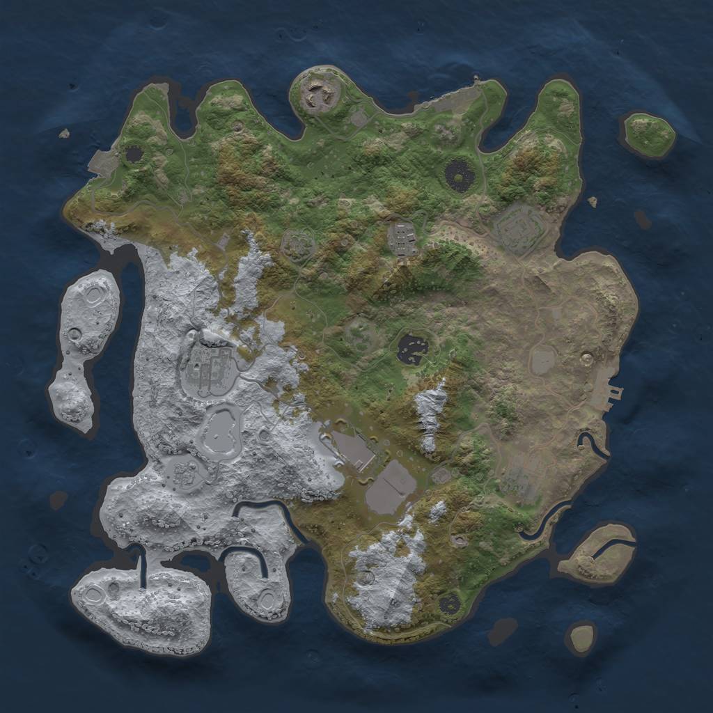 Rust Map: Procedural Map, Size: 3500, Seed: 77424733, 14 Monuments